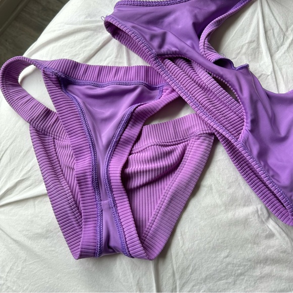 Frankie’s Bikinis Set Cole Ribbed Scoop Bikini Top & Ribbed Cheeky Bikini Bottom - Picture 4 of 7